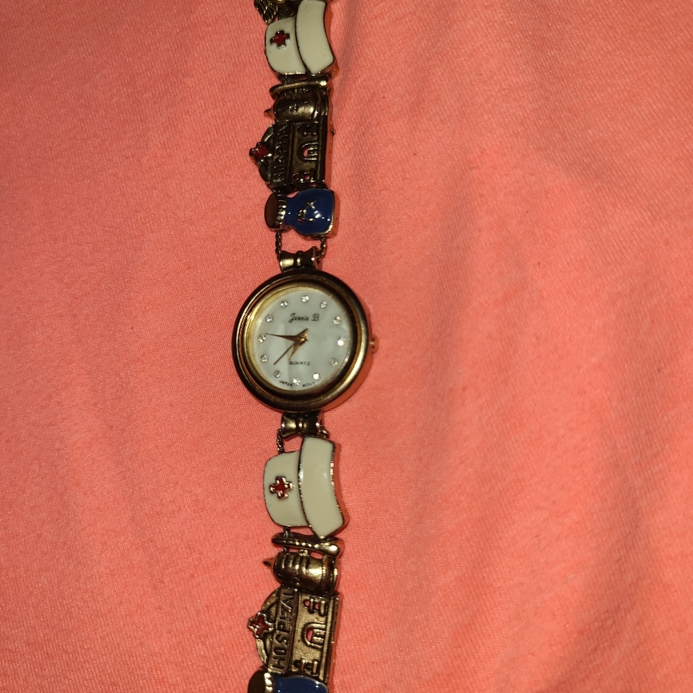 Cute nurse-themed charm bracelet watch